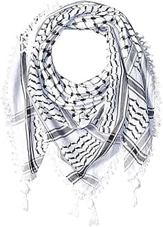 Premium Arabic Scarf Cotton Shemagh Keffiyeh 47"x47" Arab Scarf Made in Palestine