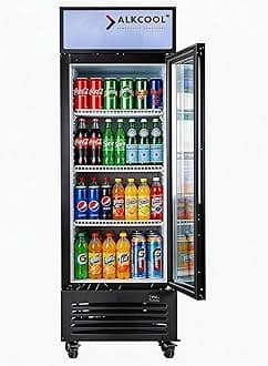 Commercial Beverage Refrigerator Display Fridge,9 Cu Ft Tall Small Single Door Merchandiser Drink Cooler with LED Light Adjustable Shelves,ETL Sanitation