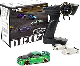 Turbo Racing 1:76 Scale Drift RC Car Table Racing 2.4GHZ Remote Control Mini Model Car with Gyro Full Proportional RTR for Sex Toys (C64-Green)