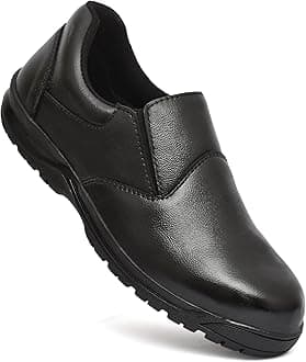 STONIX® Ninja genuine Leather Safety Shoes Men's | Steel Toe with Slip-Resistant Outsole | Lightweight & Durable | Waterproof Construction and industrial Work, (SIZE-06, BLACK)