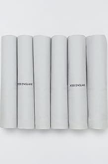 Peter England Men's Cotton White Handkerchief (Pack of 6)