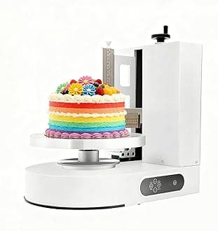 Cake Decorating Coating Machine 110-220V, Electric Cake Cream Spreading Machine Applicable 4-12in Cake, 60-320rpm Adjustable Birthday Cake Cream Smooth Coating Decoration Machine (White)