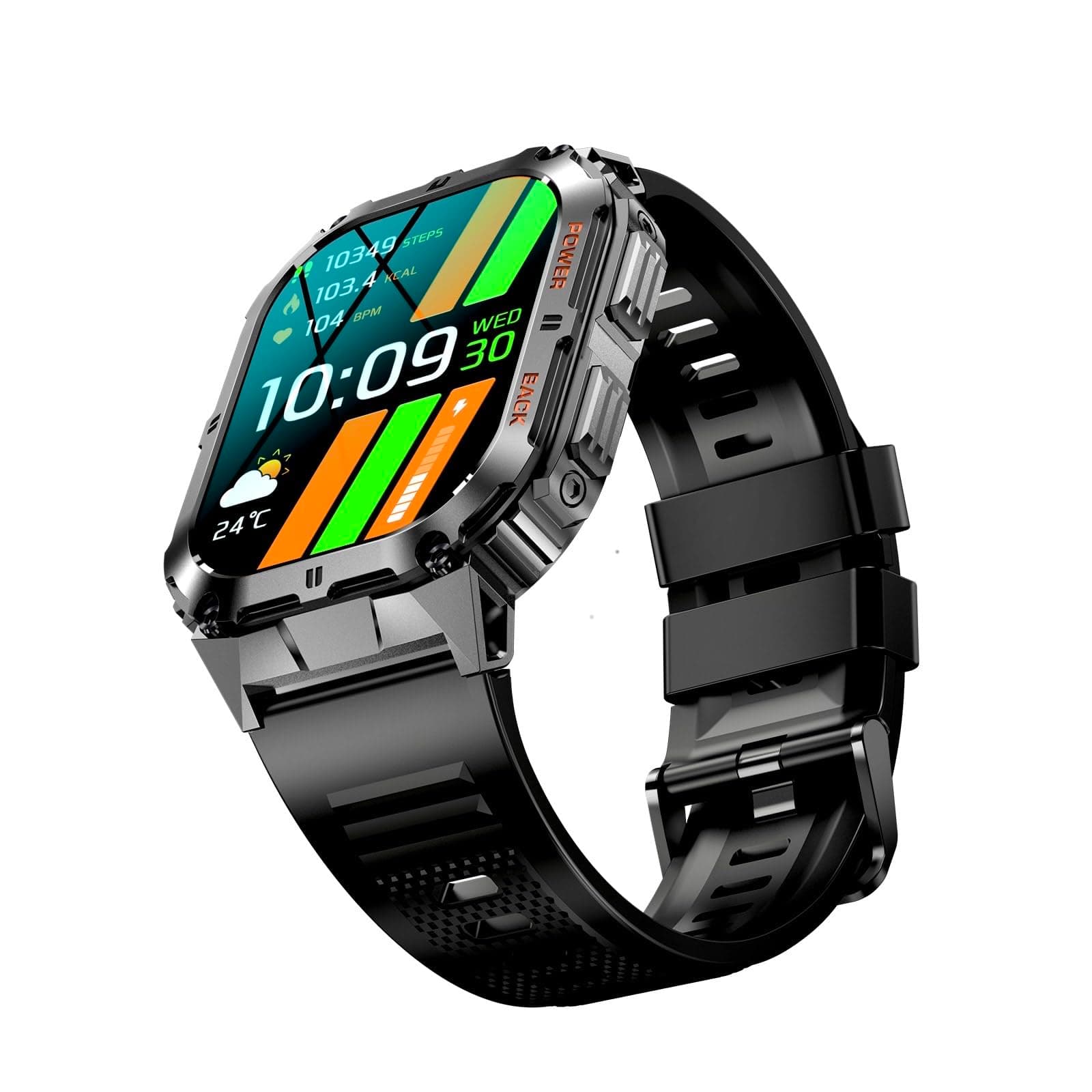 Armfit Smart watch code20Pro with Bluetooth Calling Smartwatches for men and women, Fitness Tracker with Heart Rate Monitor Sleep Tracker and Waterproof (Black)