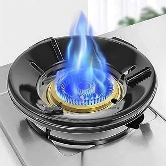 Black Gas Saver Burner Stand Gas Chula Burner Gas Saver Stand Jali Ring Fire & Windproof Energy Saving, Gas Chula Support Stand 4 Legs Supported For Indian Gas 0.7Mm (Pack Of 2) Black - Metal