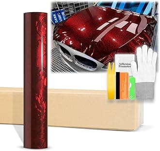 20"x60" (1.6FTx5FT) Gloss Dark Red 24K Chopped Forged Carbon Fiber Textured Vinyl Wrap Auto Car Sticker Decal Sticker Film Sheet Bubble Free Air Release Technology with Tool Kit