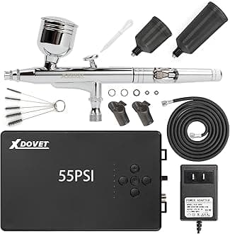 XDOVET 2024 Upgrade 55PSI Airbrush Kit Multi-Function Professional Dual-Action Airbrush Gun High Power Air Compressor More Suit for Shoe Clothing Model Tattoo Nail Design Art Drawing Cake Decoration