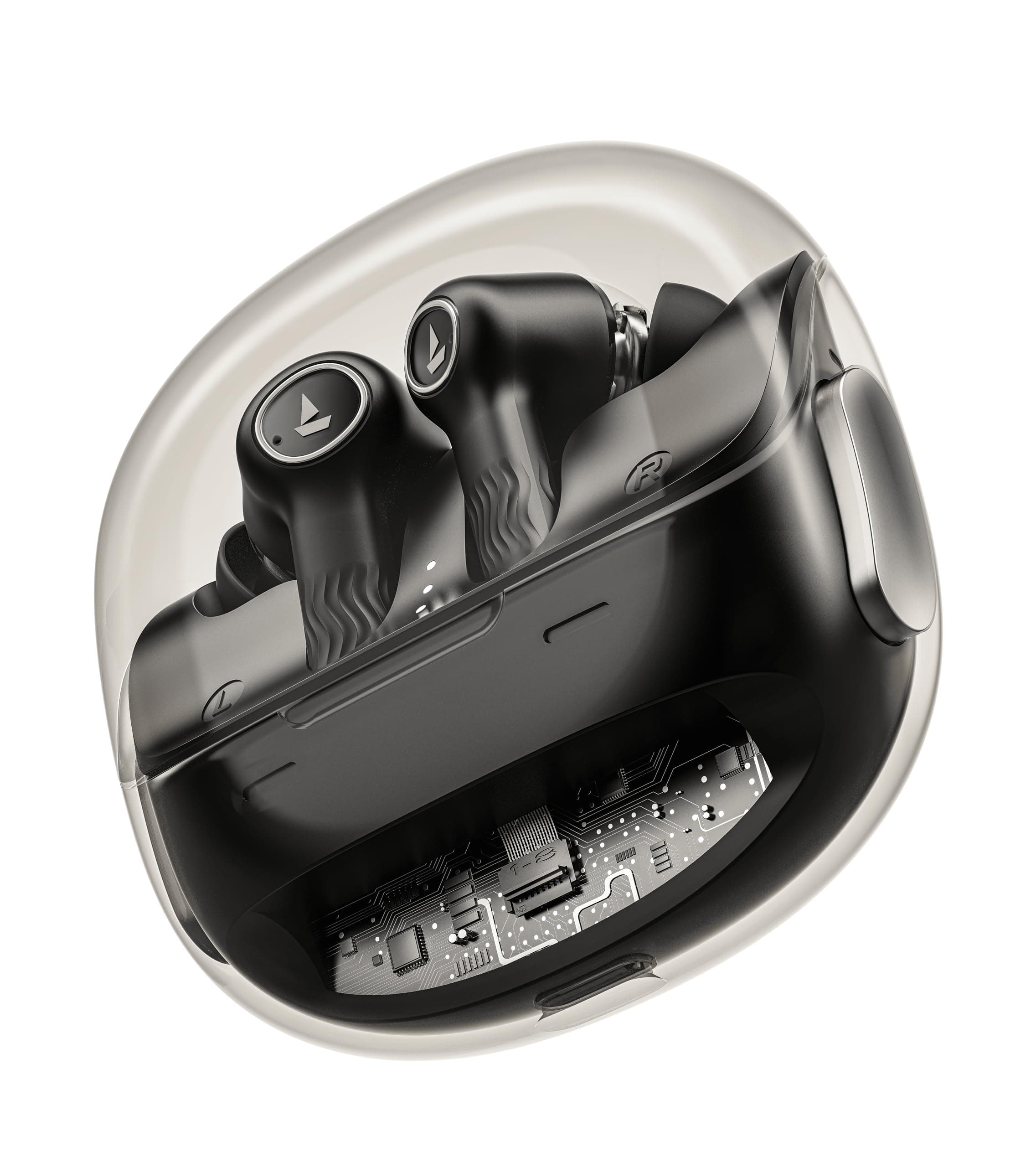 New Launch Nirvana Crystl, Transparent Case,Spatial Audio, ANC(~32dB), 100Hrs Battery,4Mics ENx, Dual Pair,App Support, Bluetooth Earbuds, TWS Ear Buds Wireless Earphones with mic (Quantum Black)