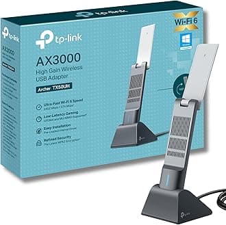 Archer TX50UH AX3000 WiFi Dongle, WiFi 6 Dual Band Wireless, USB WiFi Adapter for PC, Broader Coverage, USB WiFi Dongle, Lower Latency&High Efficiency, USB3.0, Win10/11 Support, MU-MIMO, OFDMA