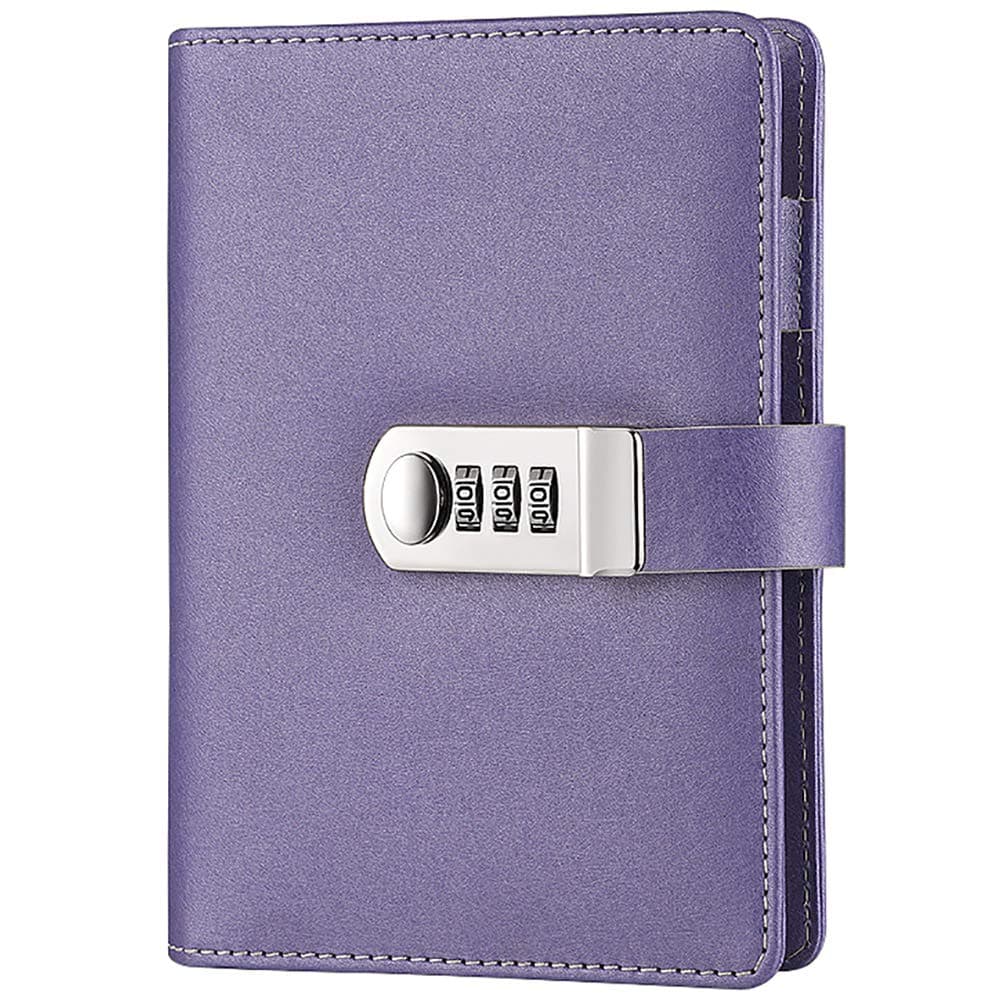 A6 Loose Leaf Password Notebook Refillable 104 Sheets PU Leather Secret Diary with Combination Lock