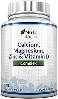 Nu U Nutrition Calcium, Magnesium, Zinc & Vitamin D Supplement | 365 Vegetarian Tablets | 6 Month Supply of Nu U Nutrition Osteo Supplement