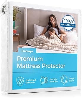Linenspa Waterproof Mattress Protector, Twin XL Size – Fitted Sheet Style, Breathable, Machine Washable & Dryer Safe, White