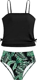 Girls Tankini Swimsuits Two Piece Bathing Suit Drawstring Swimwear Set for Girls 7-18 Years