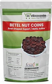 eVasavamba Betel Nut Coins/Bowl Shape | Shivamogga Supari | Batlu Adike | Sweetened/Roasted | Adike | Batlu Supari | Supaari | Areca Nut Coins | Arecanut Rounds | A++ Grade (100g)