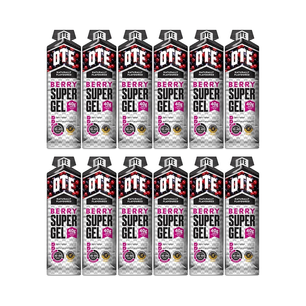 – OTE Super Gel - Energy Gels for Running & Cycling - Superior Dual Source Running Gel with 40g of Carbohydrates - Glucose Gels for Swimming, Triathlons & Endurance Sports - Box of 12 (Berry)