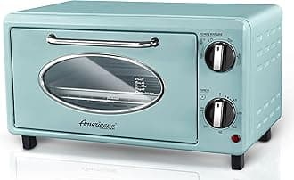 by Maximatic Americana Collection ETO147M Diner 50’s Retro Countertop Toaster oven, Bake, Toast, Fits 8” Pizza, Temperature Control & Adjustable 60-Minute Timer 1000W, 2 Slice, Mint