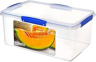KLIP IT Food Storage Container | 9.6 L | Stackable & Airtight Fridge/Freezer Food Box with Lid | BPA-Free Plastic | Blue Clips | 1 Count