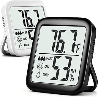Antonki Room Thermometer for Home, 2 Pack Digital Temperature and Humidity Monitors, Indoor Hygrometer Sensor, Humidity Gauge, Humidity Meter for Baby Room, Terrarium, Incubator, Greenhouse