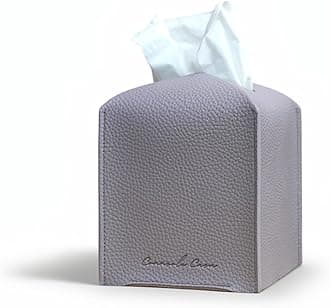 Premium PU Leather Tissue Box Holder - Elegant Hotel-Style Tissue Box Cover for Home, Office & Car Décor, Tissues Cube Organizer for a Natural & Classic Look (Purple Grey)