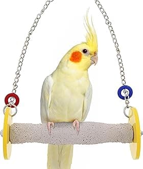 Sweet Feet and Beak Roll Swing and Perch Bird Toys - Keeps Nails and Beak in Top Condition - Handmade Pet Supplies - Safe and Non-Toxic Bird Cages Accessories - Parrot Toys (7.5" Yellow S)