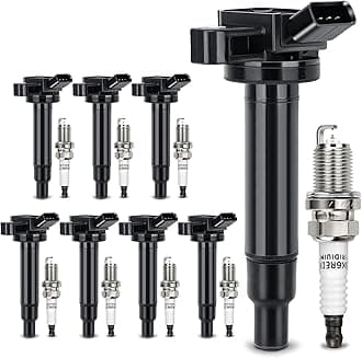 UF230 Ignition Coil & 4504 Double Iridium Spark Plug for Toyota Tundra Sequoia LandCruiser 4Runner/Lexus GS430 GX470 LS430 LX470 LX570 SC430 V8 Replaces#C1173 UF493 5C1196 90919-02230 90919-02259
