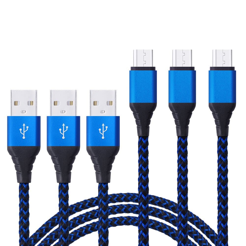 Android Charger Cable 6ft, Vifigen 3-Pack High Speed Premium Nylon Braided USB 2.0 A Male to Micro B Sync Data & Charger Cable for Android, Samsung, HTC, LG, Sony and More