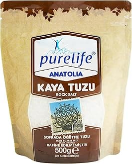 Purelife Anatolian Coarse Rock Salt - 500g | Natural Harvested Pure Crystal Rock Salt Coarse for Cooking, Grinder Refill | Coarse Salt for Cleaning & Culinary Use | Natural Salt Rocks for Grinder