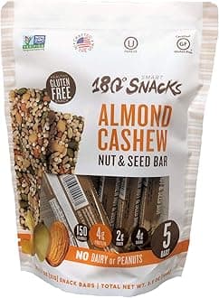 180 Snacks Fruit Nut & Seed Crunch Bar 1 Pack, 5 Snack Bars (Almond Cashew)