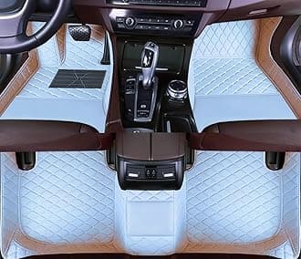 Custom Luxury Car Floor Mats Suitable for All Sedans, Sports Cars,SUV, Business Vehicles, Trucks, Waterproof and Anti Slip Fully Covered Leather Floor Mats (White)