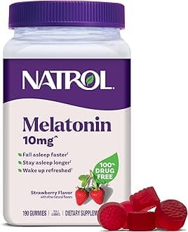 Natrol Melatonin Gummies, Sleep Support, 190 Strawberry-Flavored Adult Melatonin Gummies, 10 mg Sleep Aids for Adults