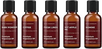 Mystic Moments | Home Sweet Home Fragrant Oils Gift Starter Pack | 5 x 50ml | Baby Powder, Hot Apple Pie, Coffee, Fresh Linen & Jasmine | Rich Complex Scents