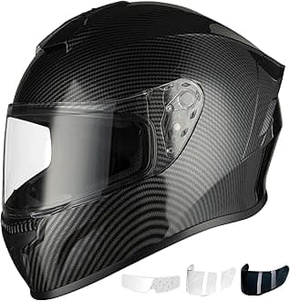 Favoto Full Face Motorcycle Helmet with 2 Visors and Anti-Fog Film, DOT Approved Street Bike Helmet for Adult Men Women