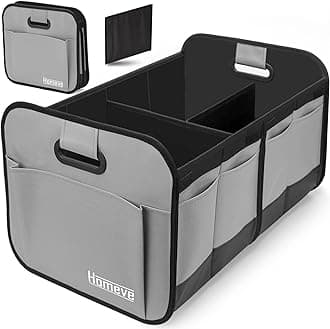 Homeve Foldable Trunk Storage Organizer with Reinforced Handles Suitable for Any Car, SUV, Mini-Van Model Size ( Grey)
