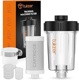 Tukzer Washing Machine Filter, Hard Water Softener for Shower Head,Gyser, Dishwasher| Multi-Layered Activated Carbon, Advanced Filtration Removes Chlorine Chemicals Sediments,Sand,Eggs, Algae, Rust, 5