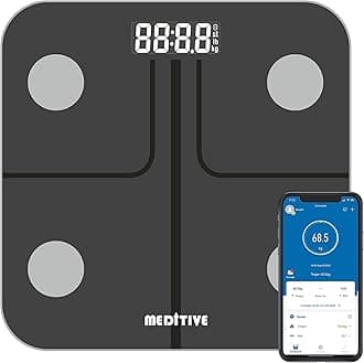 Sponsored Ad - Bluetooth Digital BMI Weight Scale with Body Fat Analyzer and Fitness Body Composition Monitor, with Mobile App, 180 KG, and 18 Parameters