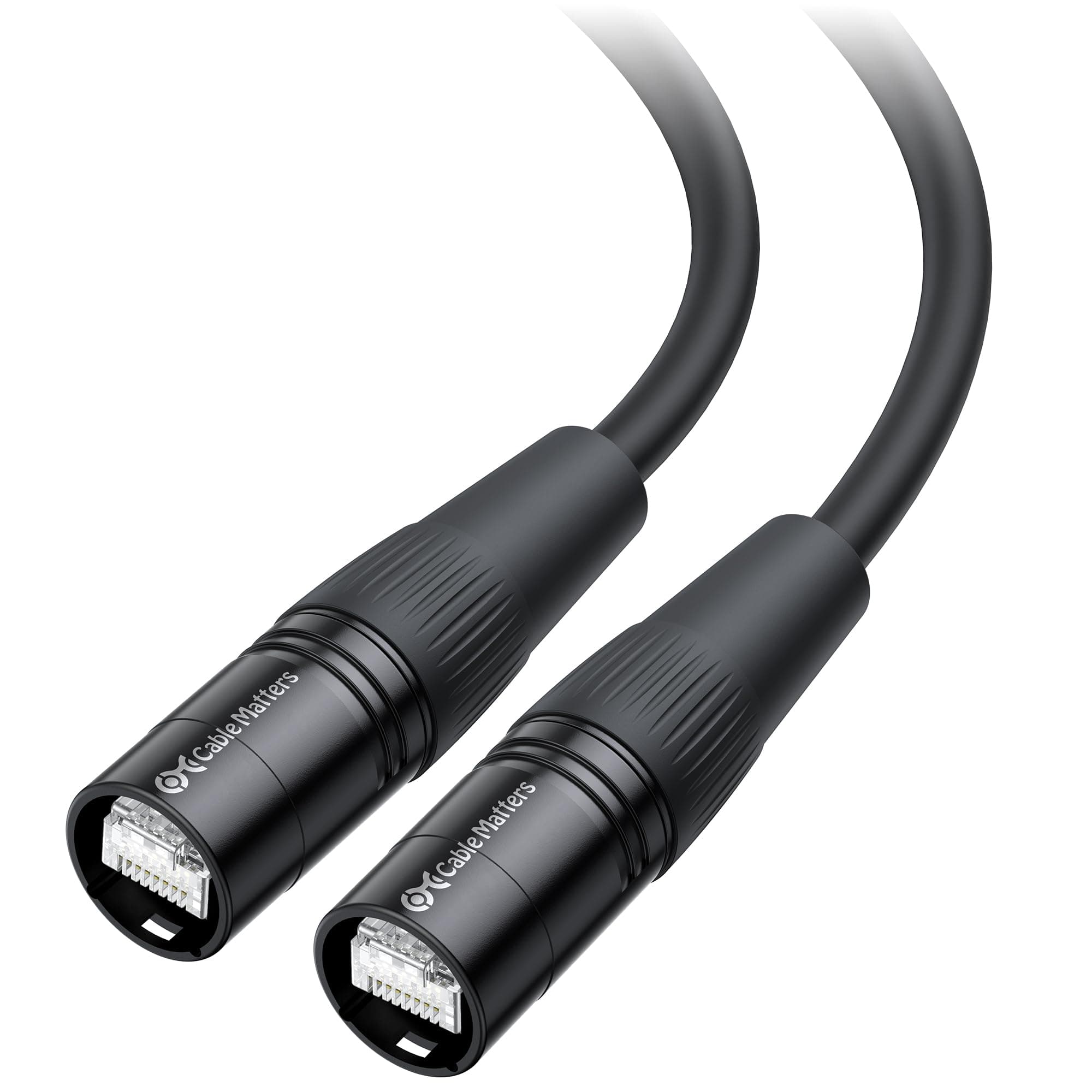 Cable Matters Shielded Cat6 Ethernet Cable Compatible with EtherCON RJ45 Connectors in Black - 20 ft for Professional Audio, Video, and Networking Applications