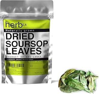 HerbLk Premium 30+ (15g / 0.5oz) Natural Soursop Dried Leaves Tea, Whole Leaves, Wildcrafted, Graviola, Hoja de Guanabana Loose Leaf Herbal Tea from Sri Lanka