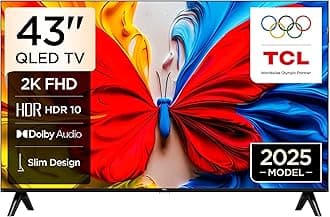 TCL 43S5K Television 43 Inch Smart TV QLED HDR 10 Google TV, Dolby Audio, Game Mode, Multiple Eye Care with Slim Design (2025 Model)