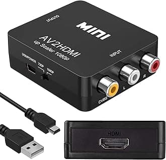 XMSJSIY RCA to HDMI Converter,AV to HDMI,1080P RCA Composite CVBS Video Audio to HDMI Converter Adapter Support PAL/NTSC for TV PC VHS VCR DVD - Black
