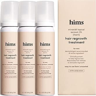 HIMS & HERS Extra Strength Hair Regrowth Treatment for Men with 5% Topical Minoxidil Foam for Hair Loss and Thinning Hair, Unscented No Drip Formula, 3 Month Supply, 3 Pack