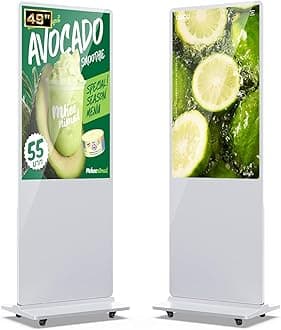 QIXZOCV 49 Inch Indoor Floor Standing Digital Signage Advertising Display Kiosk LCD Screen Commercial Totem Android System Vertical Poster with Auto Media Player-White