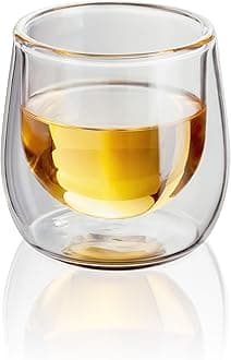 Double Walled Glass Espresso Coffee Shot Cups, Set of 2, 75ml - Vacuum Insulated, Handcrafted Artisan - Strong, Heat Resistant