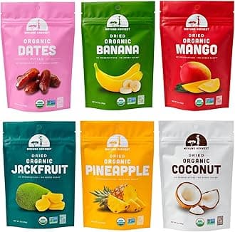 Mavuno Harvest Organic Dried Fruit Variety Pack | Dried Mango, Dates, Pineapple, Banana, Jackfruit, & Coconut | Healthy, Vegan, No Sugar Added, Non GMO Snacks for Kids & Adults | 2 Ounce, 6 Pack