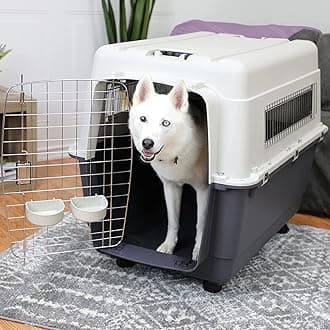 IATA Approved Plastic Flight Cage for Pets, Dog Flight Cage - Grey & White (24 inch Flight cage)
