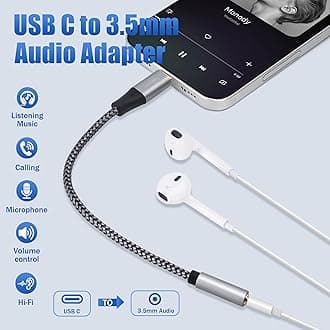 USB Type C Male to 3.5mm TRRS Female Headphone Jack Adapter 2 Pack, USB C to Aux Audio Dongle Cable Cord, Nylon Braided, Aluminum Shells, for iPhone 15/15 Pro Max, iPad Pro, MacBook, Pixel, Galaxy S24