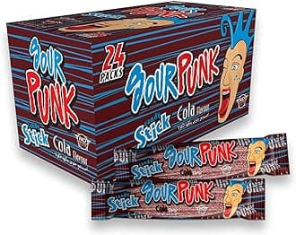 Sour Punk Candy Sticks in Cola Flavor - Pack of 24 (40g each), Sweet and Sour Chewy Cola Candy || Party Treats Pack || Share with Friends and Family