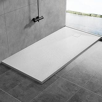 Shower Trays, 1400 x 800mm SMC Slip-Resistance Shower Tray with Shower Waste. Stylish Walk in Base for Shower Enclosure, White