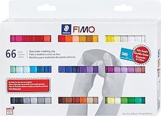 FIMO Soft Polymer Clay - Oven Bake Clay for Jewelry, Sculpting, Crafting, 66 Pieces, Assorted Colors, 8023 C66-1