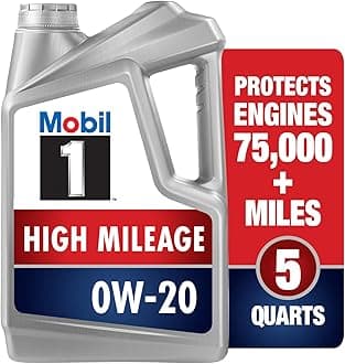 Mobil 1 High Mileage Full Synthetic Motor Oil 0W-20, 5 Quart