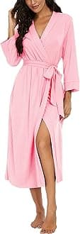 Women Kimono Robes Long Knit Bathrobe Lightweight Soft Knit Sleepwear V-neck Casual Ladies Loungewear