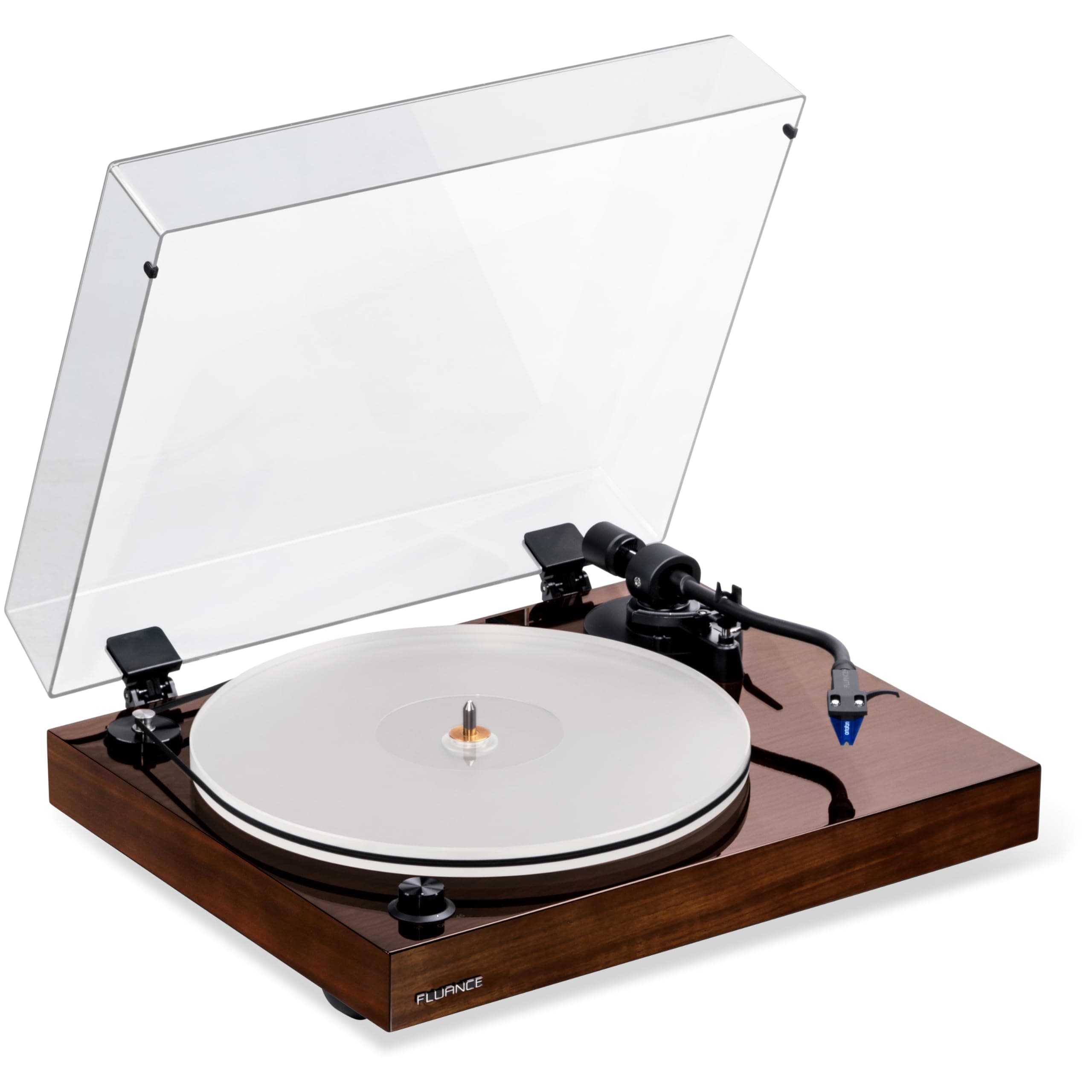 Fluance RT85 Reference High Fidelity Vinyl Turntable Record Player with Ortofon 2M Blue Cartridge, Acrylic Platter, Speed Control Motor, High Mass MDF Wood Plinth, Vibration Isolation Feet - Walnut